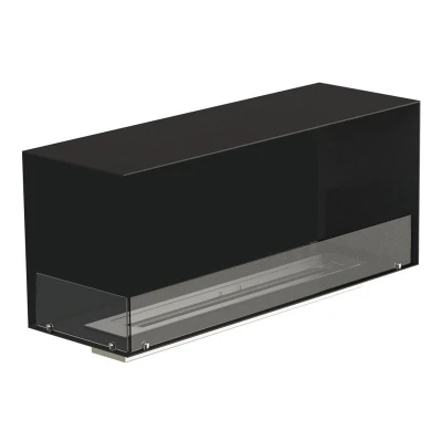 Foco Corner Left 1200 - Corner Bioethanol Fireplace Insert Foco Corner Left 1200 - Modern corner bioethanol fireplace with a sleek black frame and vibrant flames.
