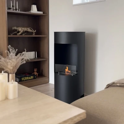 Montgomery Black open free-standing bioethanol fireplace in wood stove design Montgomery Black open free-standing bioethanol fireplace in wood stove design