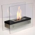 Steel and glass tabletop bio fireplace in square design