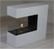 Three-sided freestanding bio ethanol fireplace in white