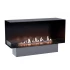 Foco Corner Left 1200 - Modern corner bioethanol fireplace with a sleek black frame and vibrant flames.