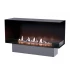 Foco Corner Right 1200 - Modern right-sided corner bioethanol fireplace with sleek black frame and tempered glass