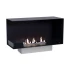 Foco Corner Left 1000 - Modern corner bioethanol fireplace with a sleek black frame and vibrant flames.