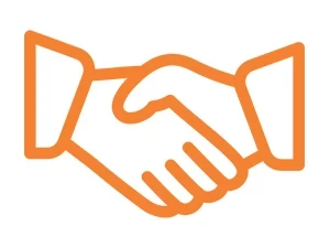 Hand shake deal icon orange